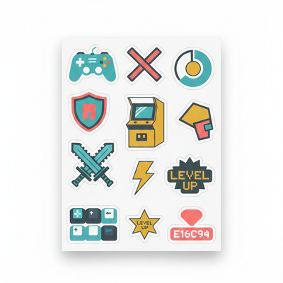 Gaming-Themed Sticker Sheet