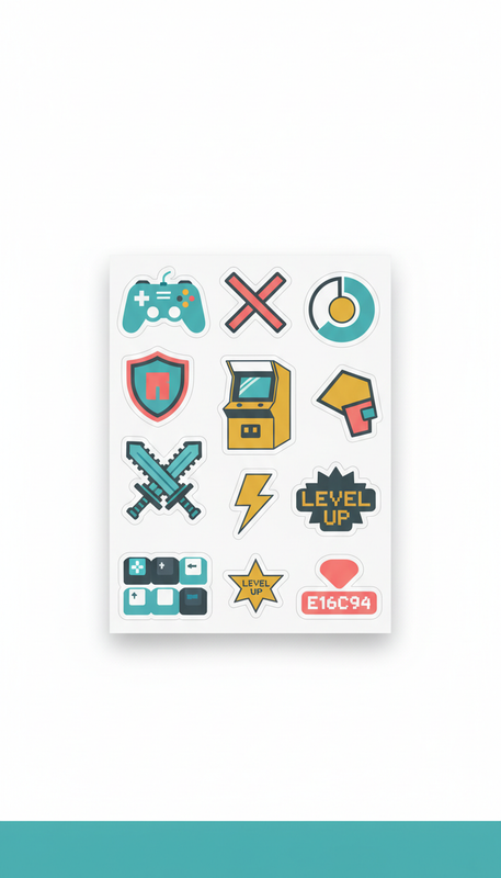 Gaming-Themed Sticker Sheet